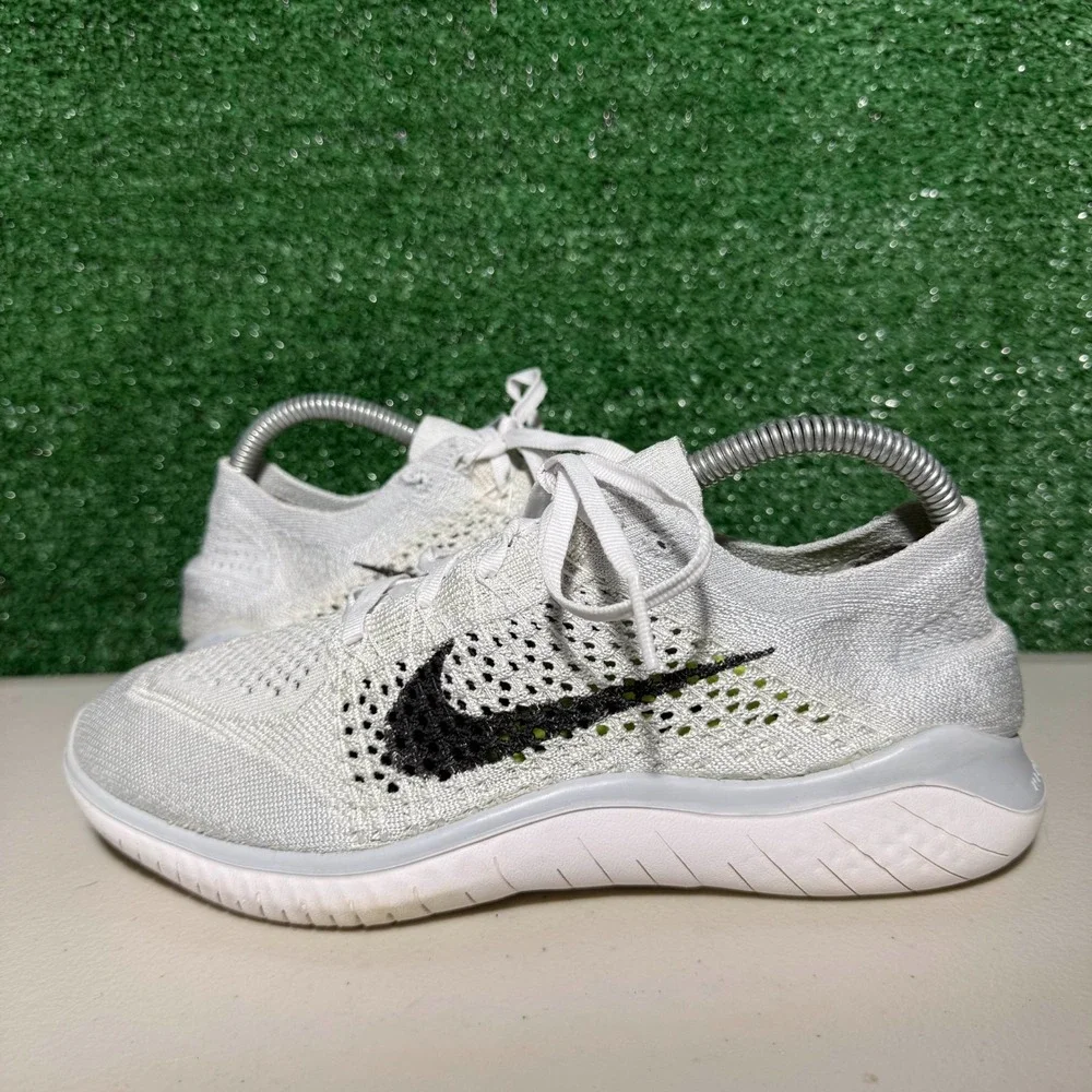 Nike Free RN Flyknit Running Shoes White Pure Platinum Women's Size 9 942839-100